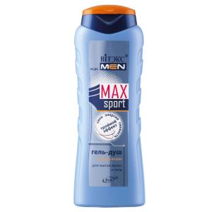 Гель для душа "FOR MEN MAX Sport" для мытья волос и тела, Тройной Эффект, BIELITA BITЭКС, 400мл.