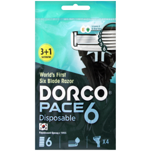 Станок одноразовый с 6 лезвиями,плавающей головкой   3+1 в подарок DORCO КОРЕЯ, РЕСПУБЛИКА