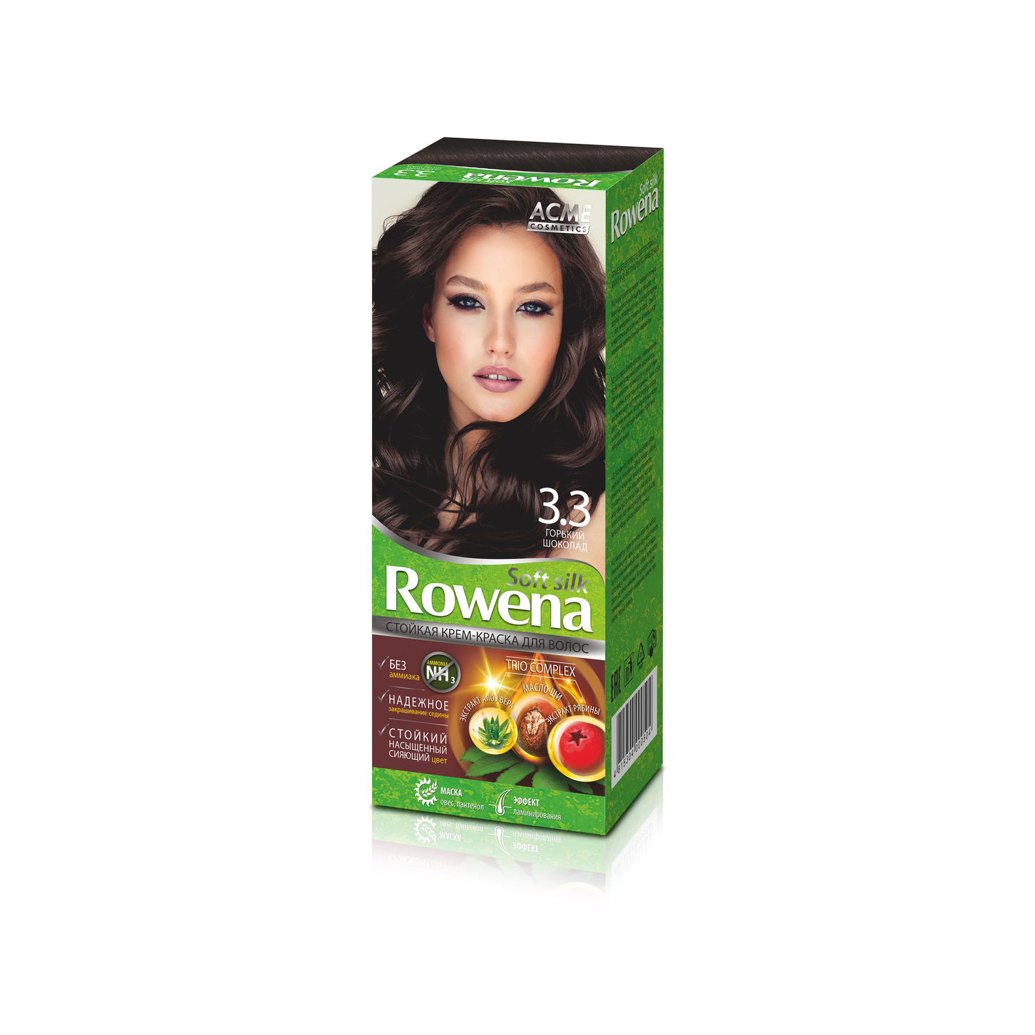 Крем-краска для волос Rowena soft silk стойкая тон 3.3 горький шоколад Экми-Колор/30/ОПТ
