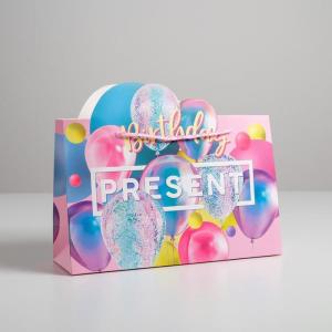 Пакет подарочный «Present», 30×23×10 см оптом дом