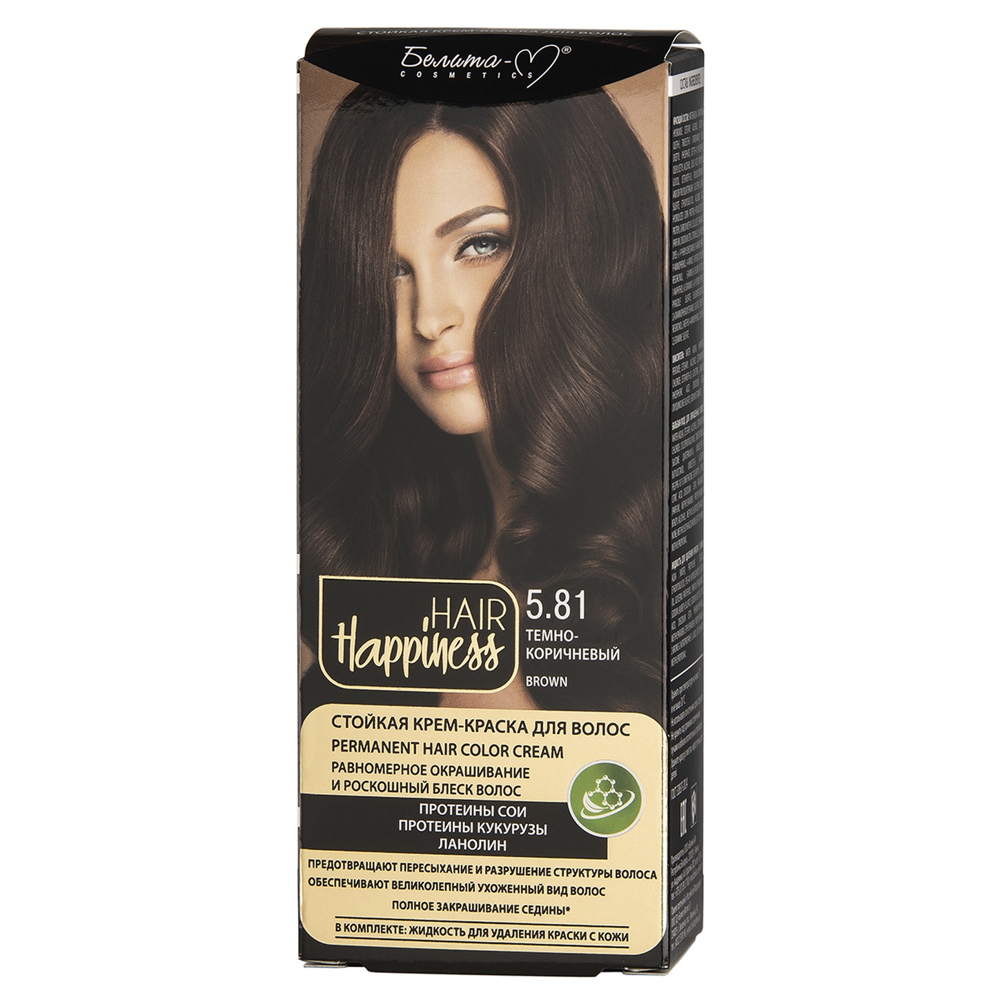 Крем-краска для волос HAIR Happiness стойкая тон №5.81 Темно-коричневый, Белита-М/16/М
