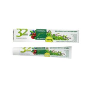 Паста зубная 32 ЖЕМЧУЖИНЫ HERBAL Двойная мята и ягоды 150гр Модум